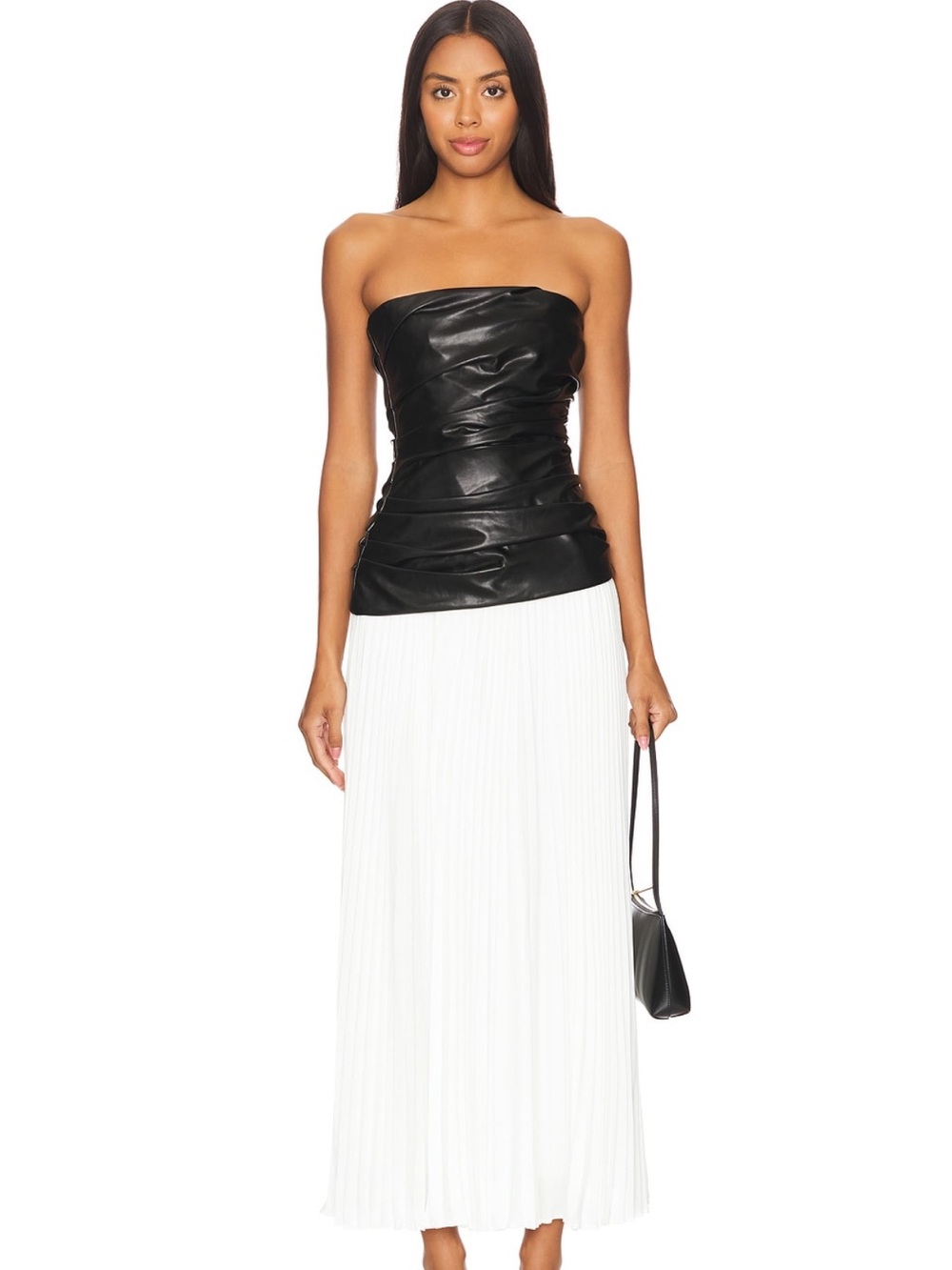 Simkhai Arie Faux Leather Bustier Midi Dress in Black Multi